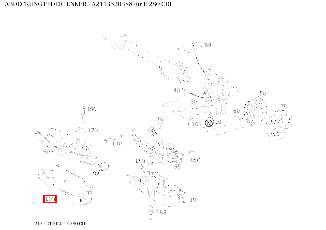 Abdeckung FEDERLENKER E 280 CDI 213