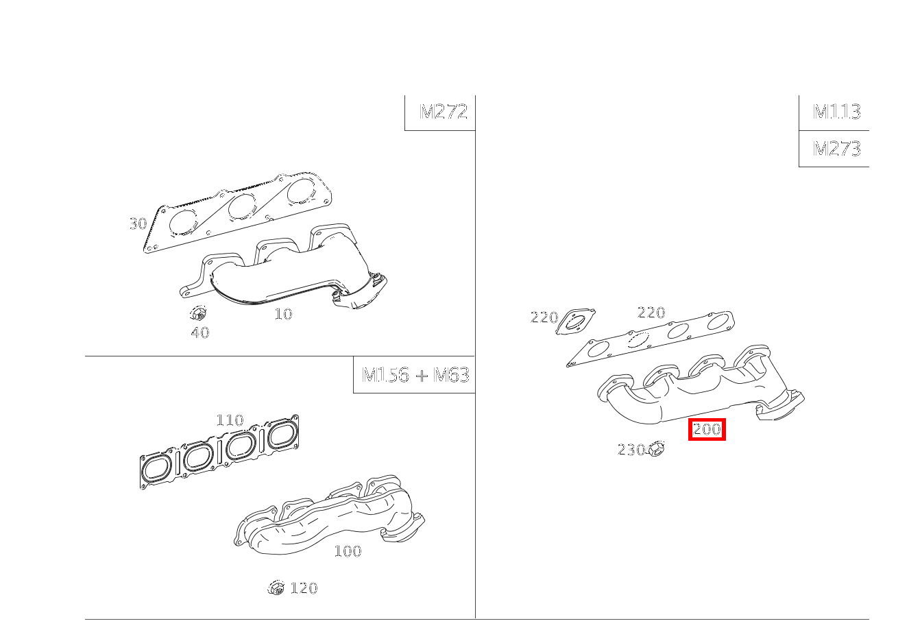 Abgaskrümmer RECHTS ML 500 Off-Roader 164
