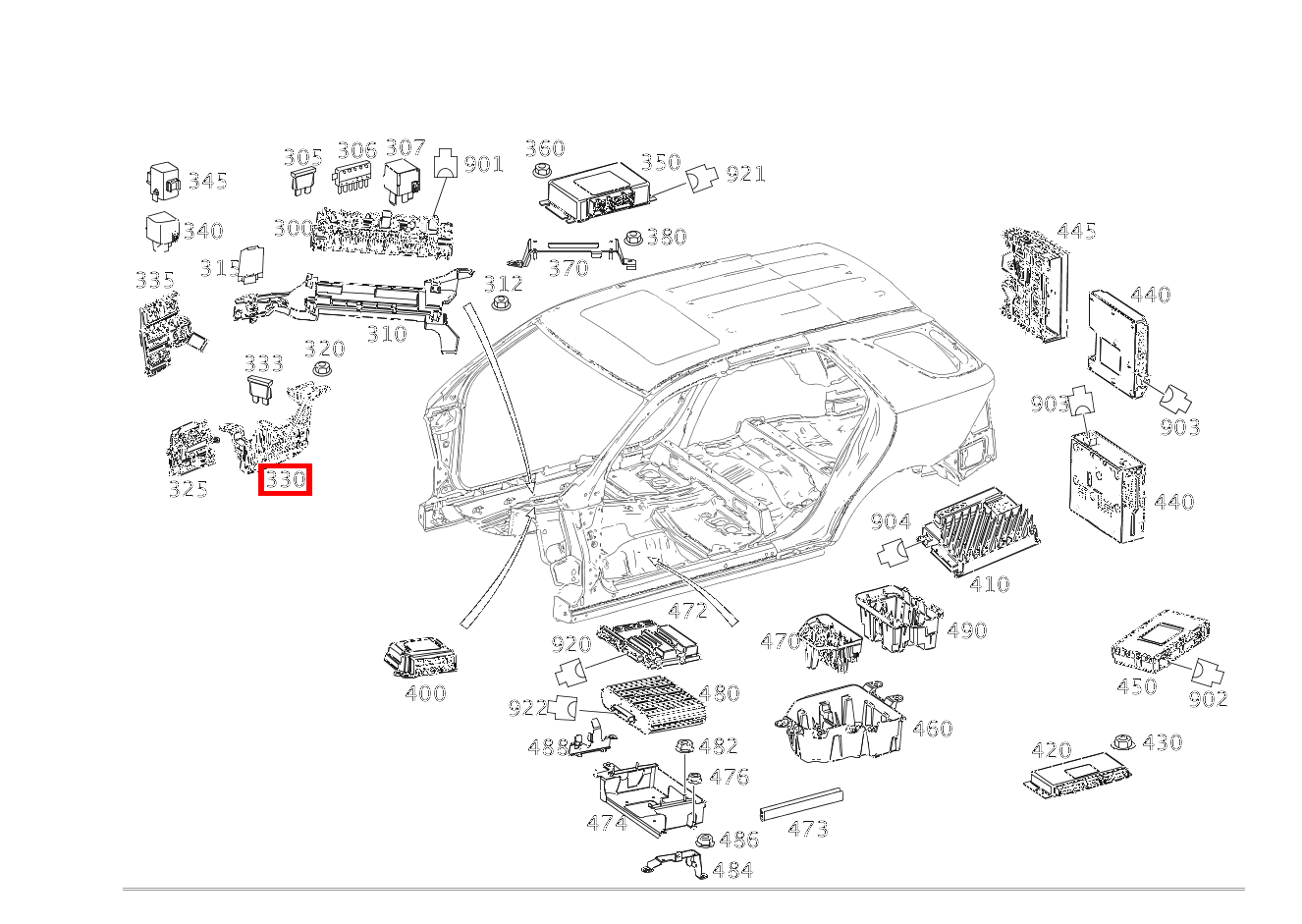 POTENZIALVERTEILER VORSICHERUNGSDOSE F32/4 GLE 350 4MATIC 166