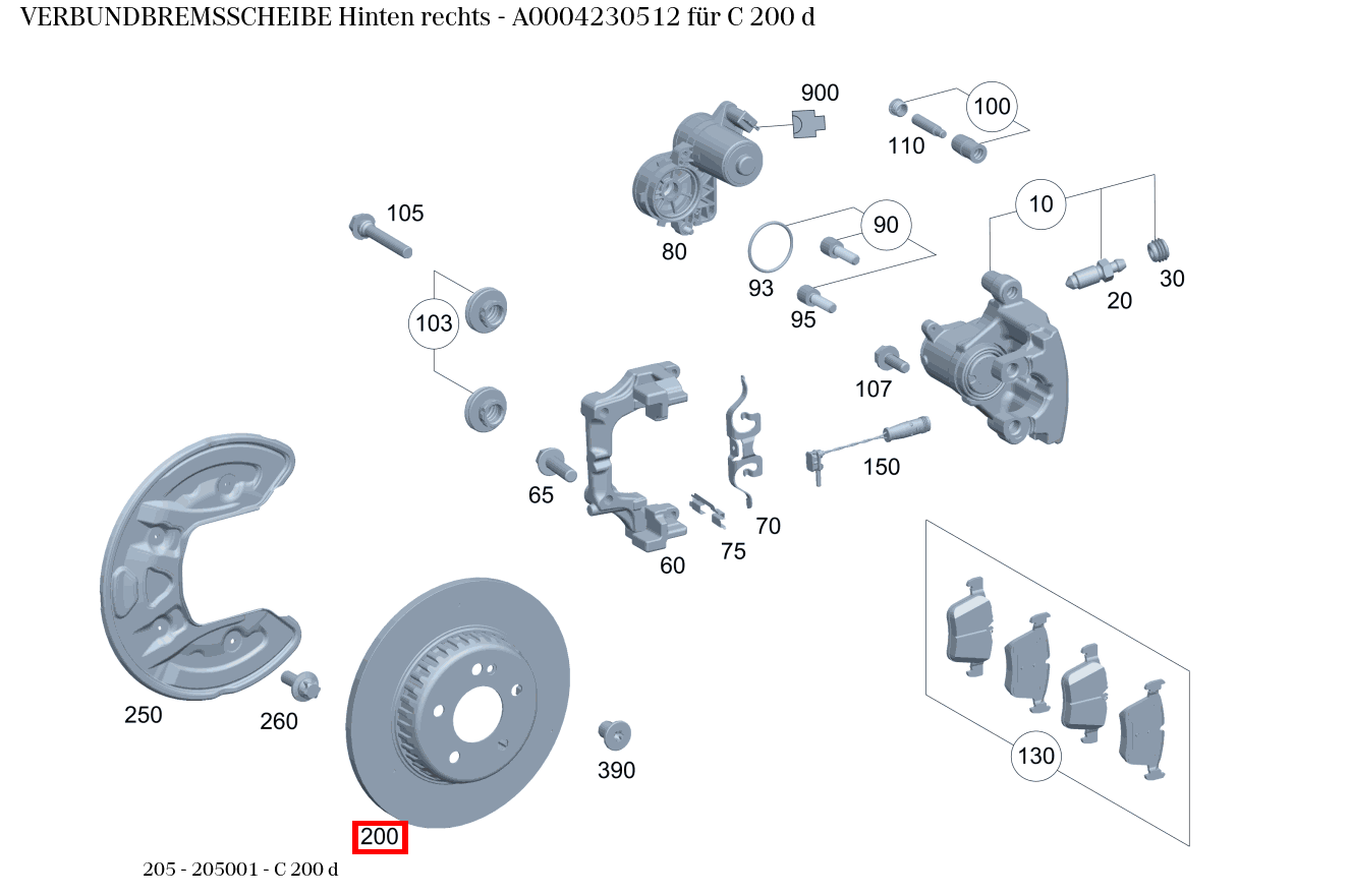 Verbundbremsscheibe Hinten rechts C 200 d 205 Verbundbremsscheibe Hinten rechts C 200 d 205