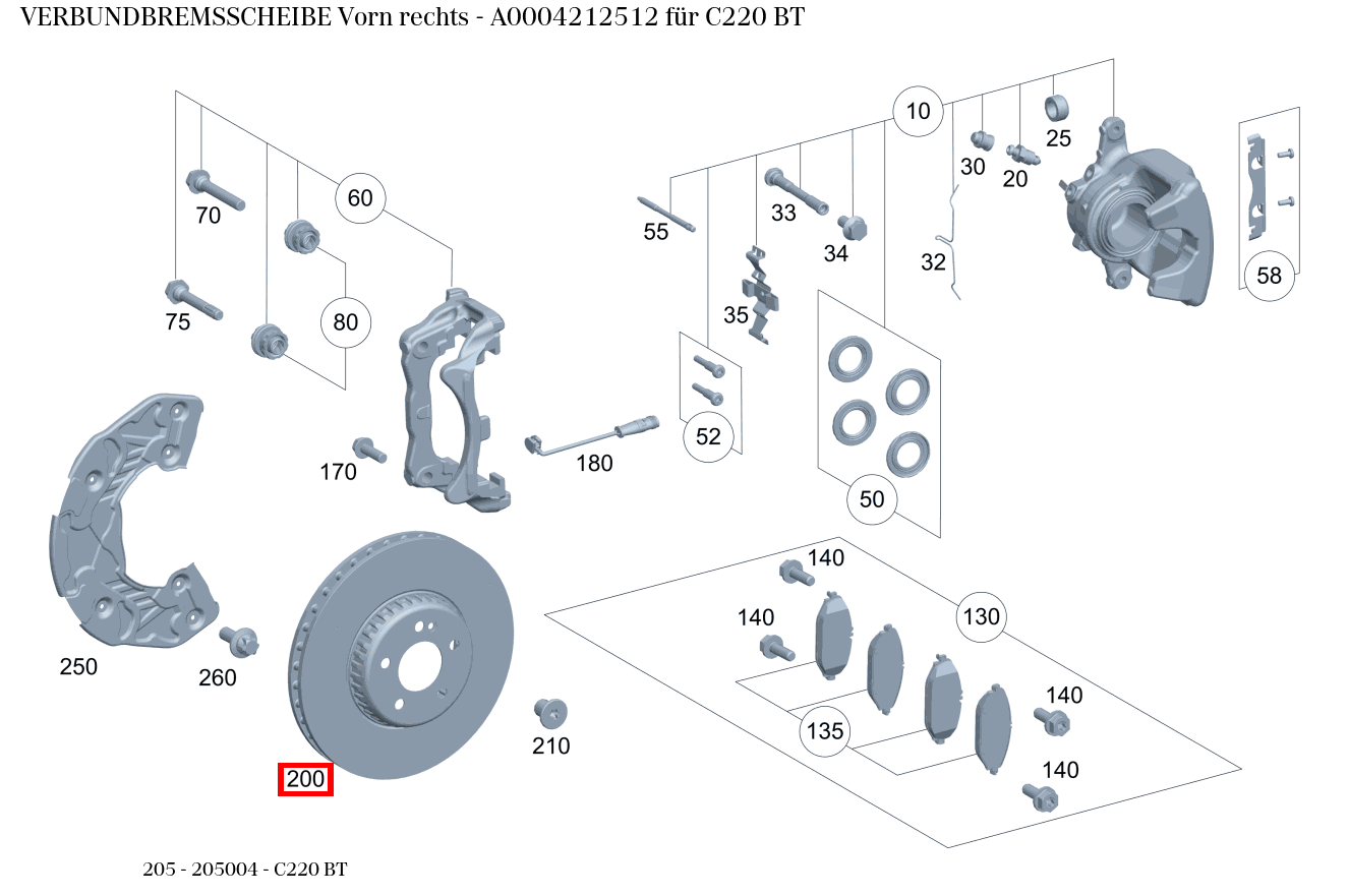 Verbundbremsscheibe Vorn rechts C220 BT 205 Verbundbremsscheibe Vorn rechts C220 BT 205
