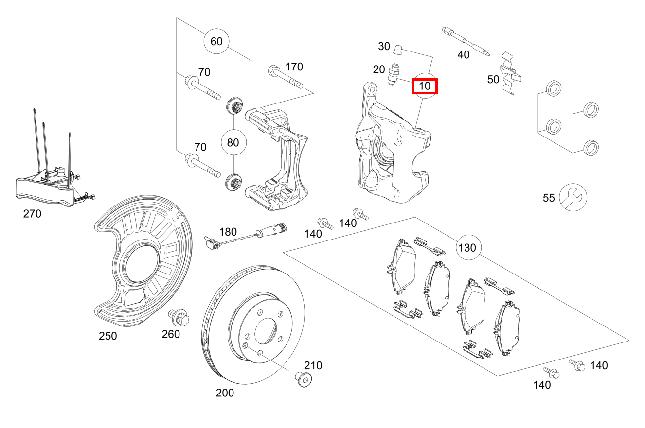 Kolbengehäuse Teilesatz links A200BE 176 Kolbengehäuse Teilesatz links A200BE 176