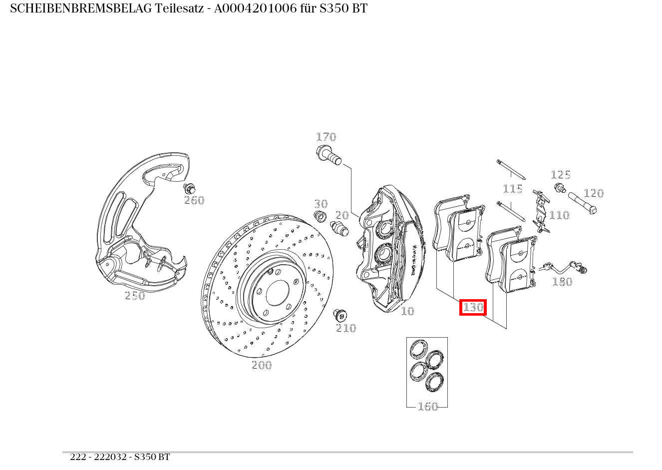 Scheibenbremsbelag Teilesatz S350 BT 222