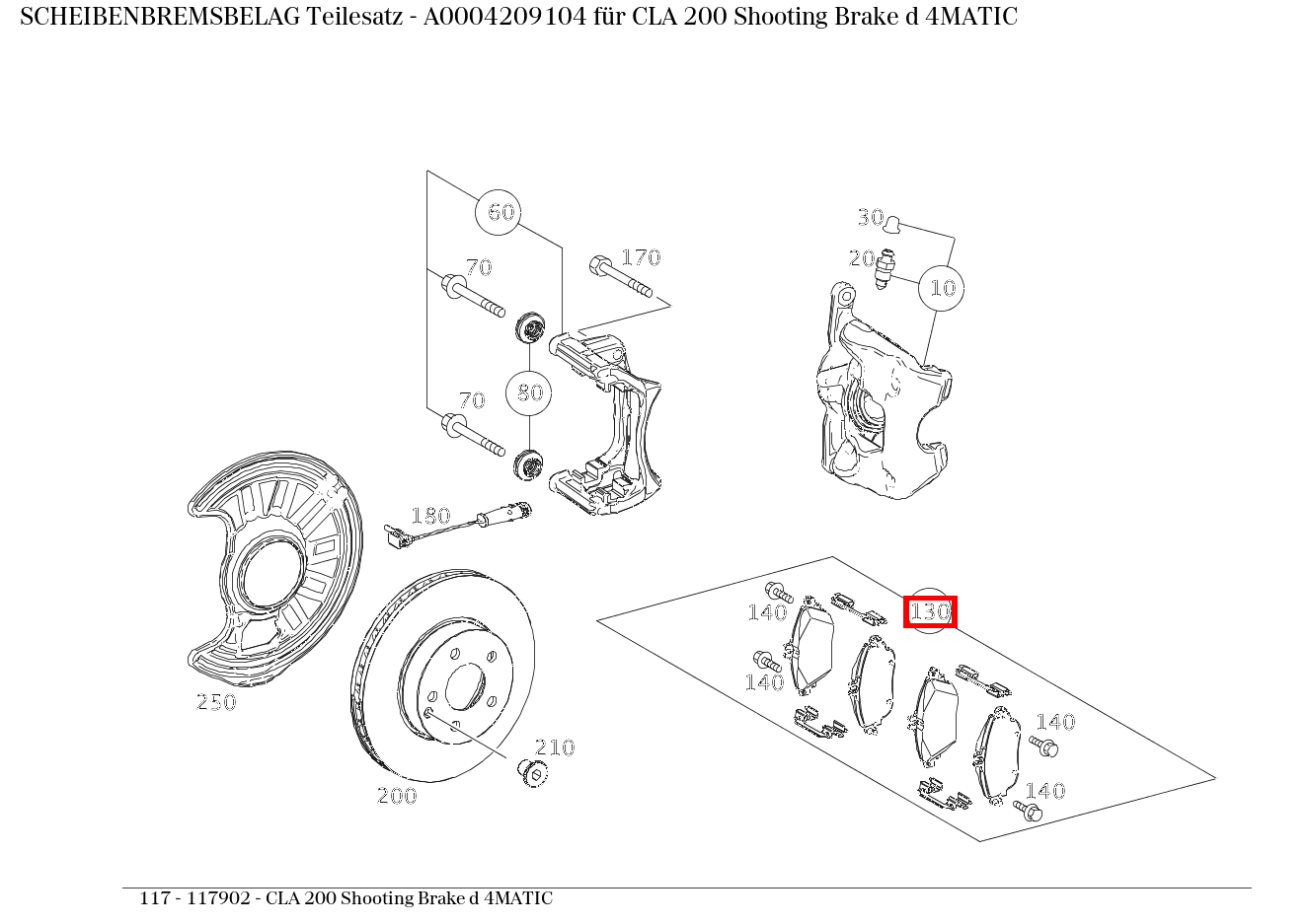 Scheibenbremsbelag Teilesatz CLA 200 Shooting Brake d 4MATIC 117
