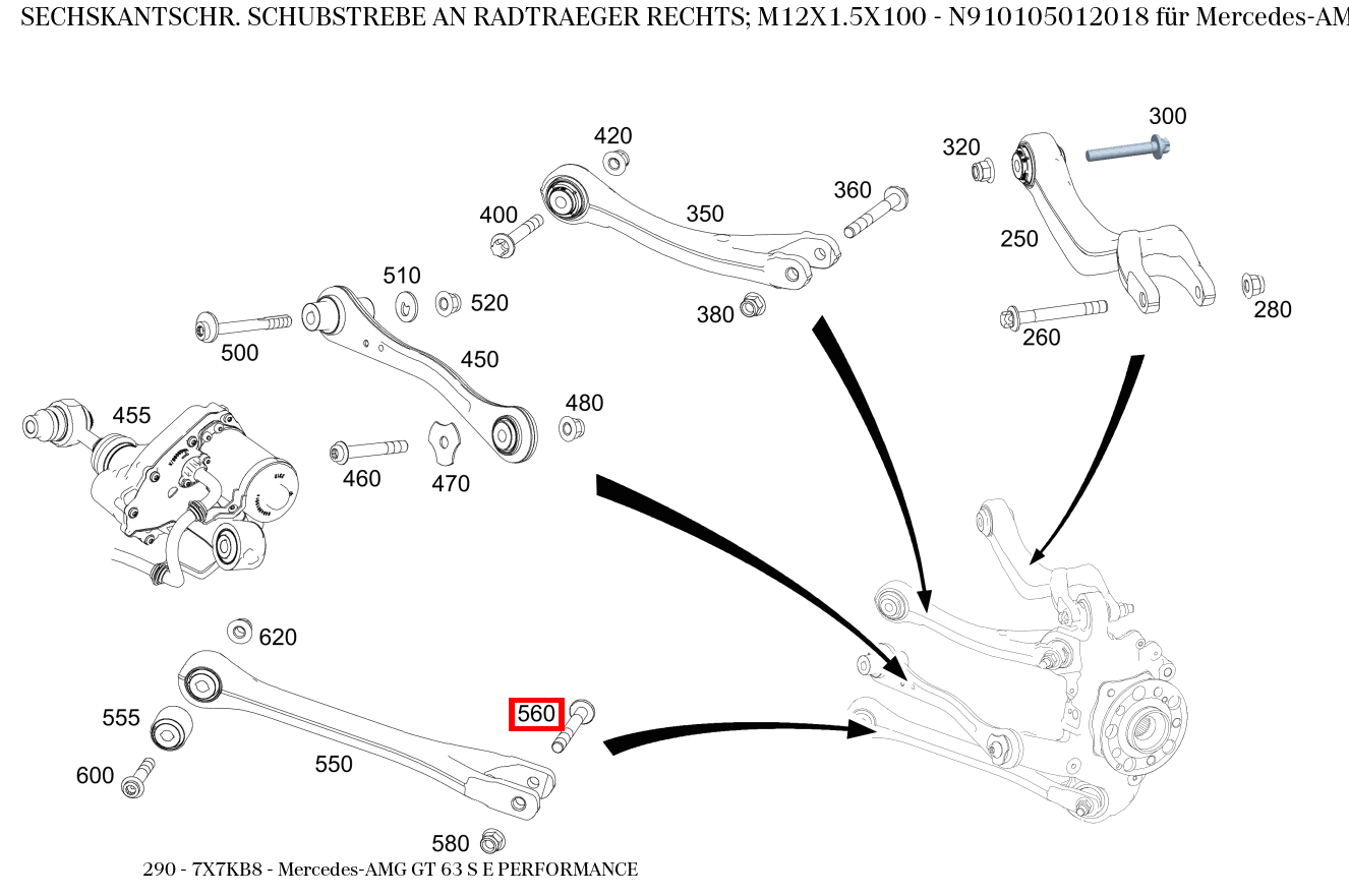 Sechskantschraube SCHUBSTREBE AN RADTRAEGER RECHTS; M12X1.5X100 Mercedes-AMG GT 63 S E PERFORMANCE 290 Sechskantschraube SCHUBSTREBE AN RADTRAEGER RECHTS; M12X1.5X100 Mercedes-AMG GT 63 S E PERFORMANCE 290