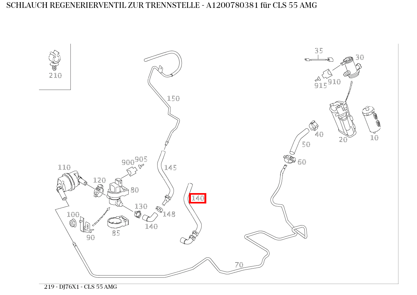 Schlauch REGENERIERVENTIL ZUR TRENNSTELLE CLS 55 AMG 219 Schlauch REGENERIERVENTIL ZUR TRENNSTELLE CLS 55 AMG 219