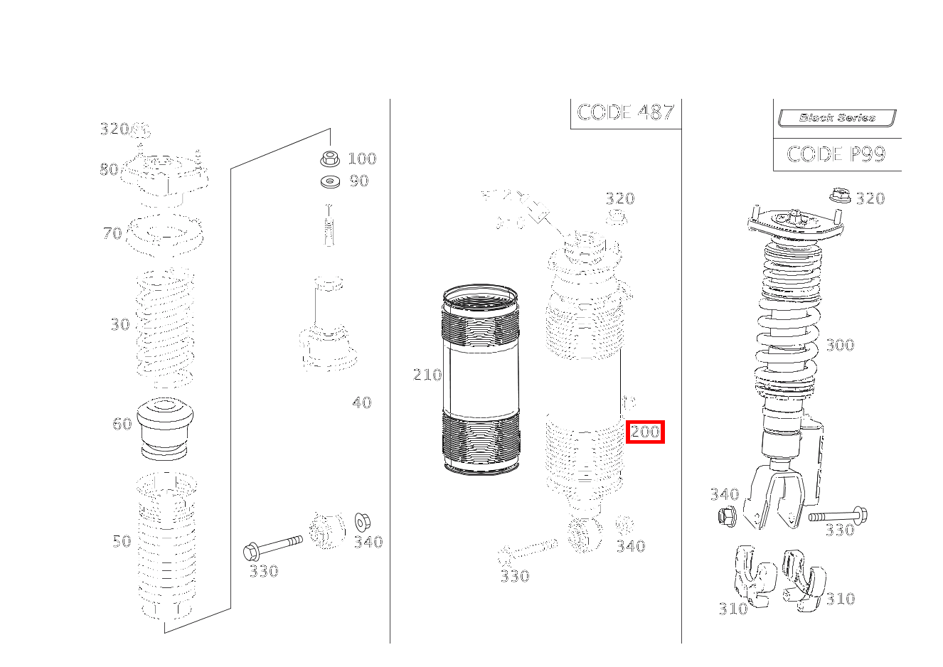 Federbein HINTEN LINKS SL 600 Roadster 230