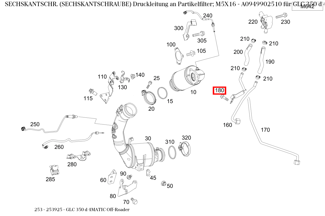 Sechskantschraube Druckleitung an Partikelfilter; M5X16 GLC 350 d 4MATIC Off-Roader 253