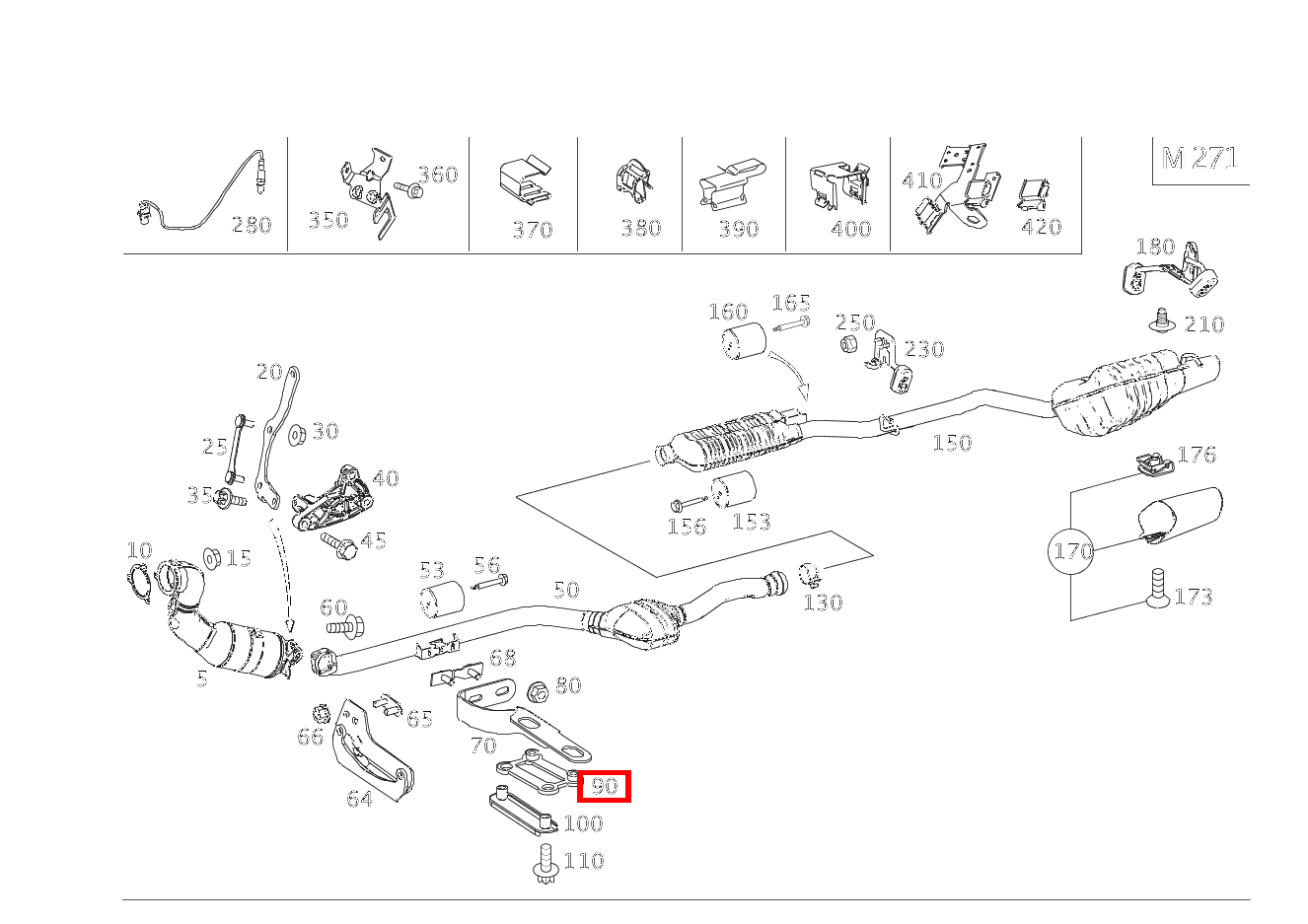 DAEMPFUNGSPLATTE Auspuffrohr vorn an Getriebe C 180 KOMPRESSOR T-Modell BlueEFFICIENCY 240