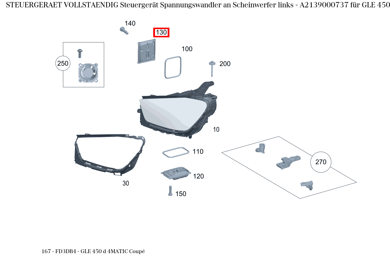 Steuergerät vollständig Steuergerät Spannungswandler an Scheinwerfer links GLE 450 d 4MATIC Coupé 167 Steuergerät vollständig Steuergerät Spannungswandler an Scheinwerfer links GLE 450 d 4MATIC Coupé 167