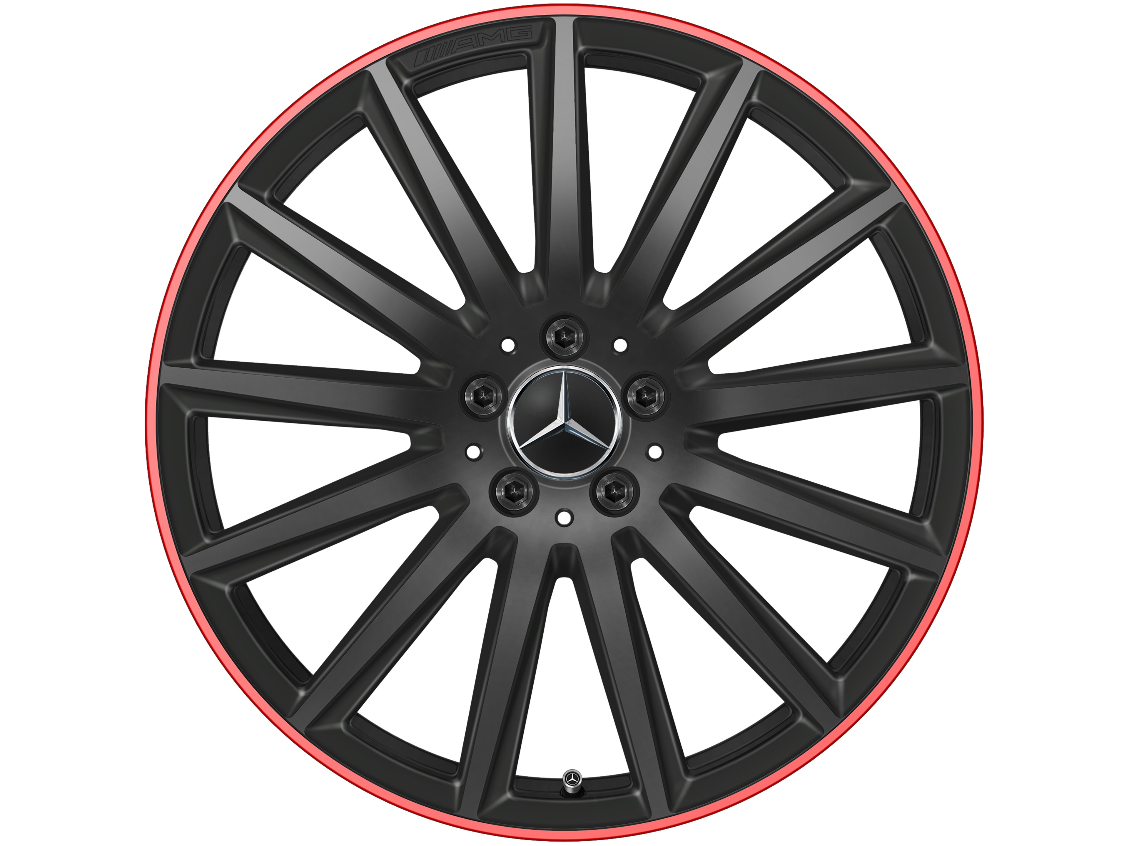 Mercedes-Benz -  AMG Vielspeichen-Rad, 50,8 cm (20 Zoll), Felgenhorn rot lackiert 8 J x 20 ET 48, schwarz