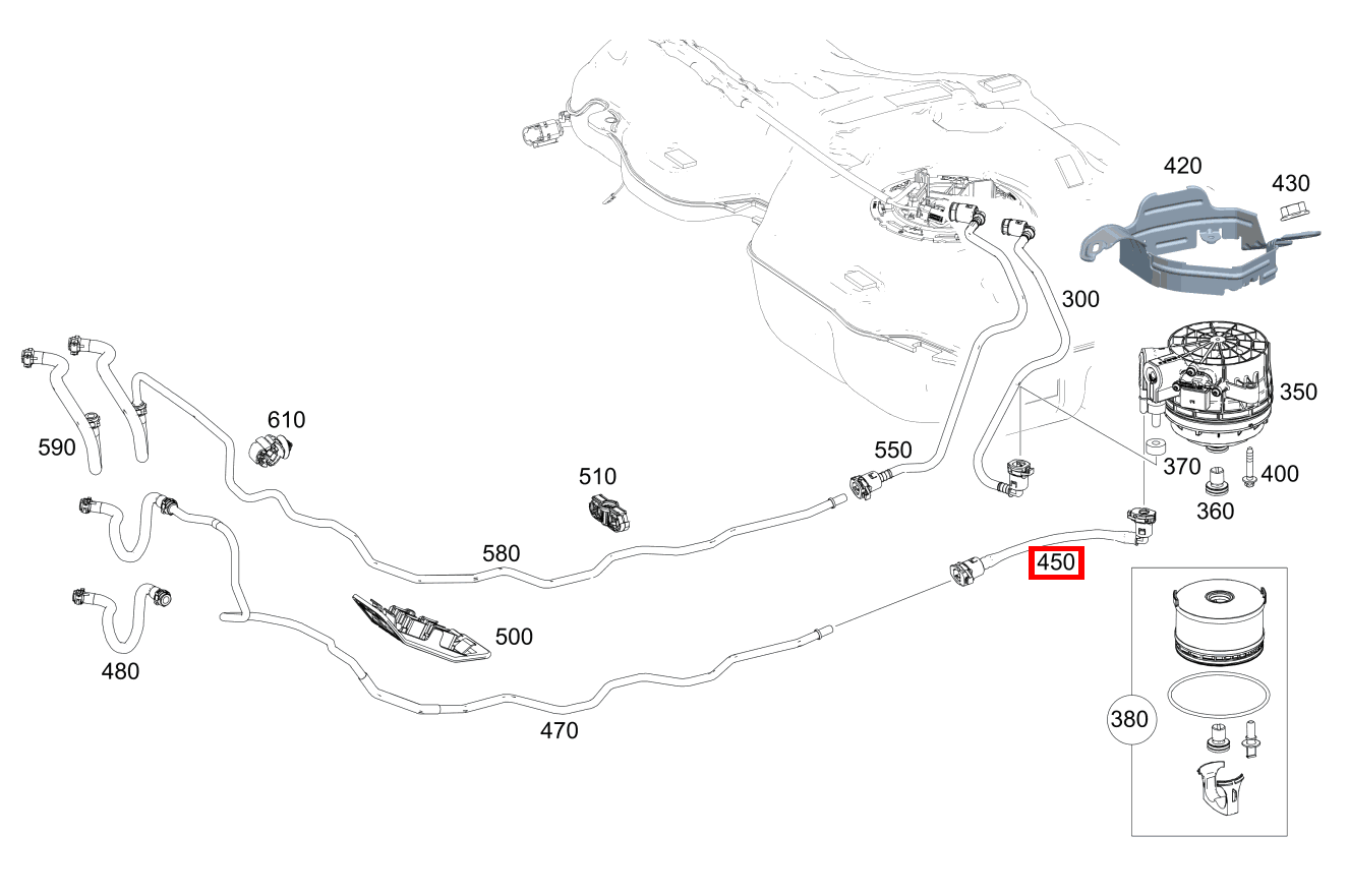 Kraftstoffleitung VORLAUF, KRAFTSTOFFFILTER ZUR TRENNSTELLE für  