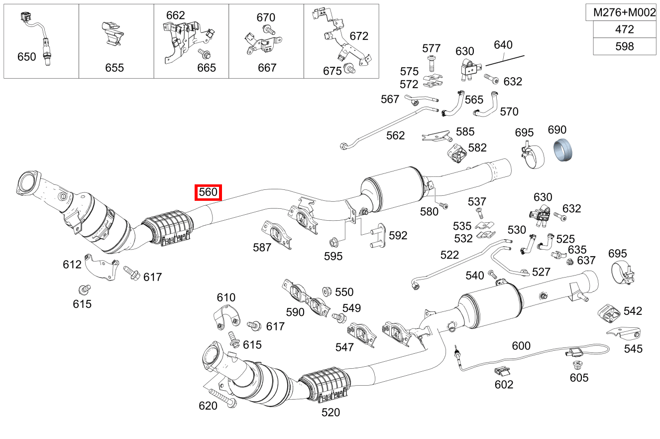 ABGASLEITUNG VOLLSTAENDIG Rechts S 560 e Limousine lang BCA 222