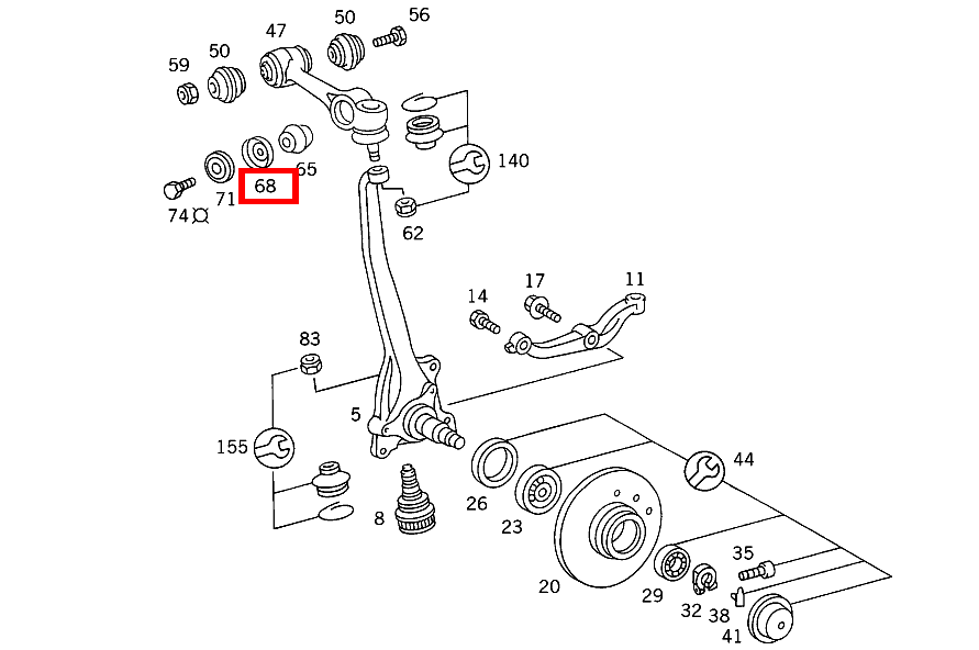 TELLER QUERLENKER OBEN AN DREHSTAB 420 SEC COUPE mit Automatic 126