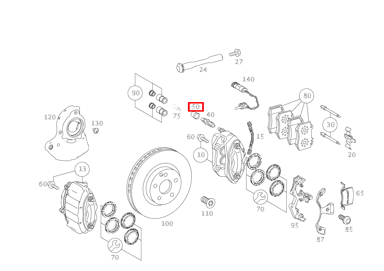 Kappe ENTLUEFTUNGSVENTIL VORDERACHSE S 550 Limousine lang BCA 221
