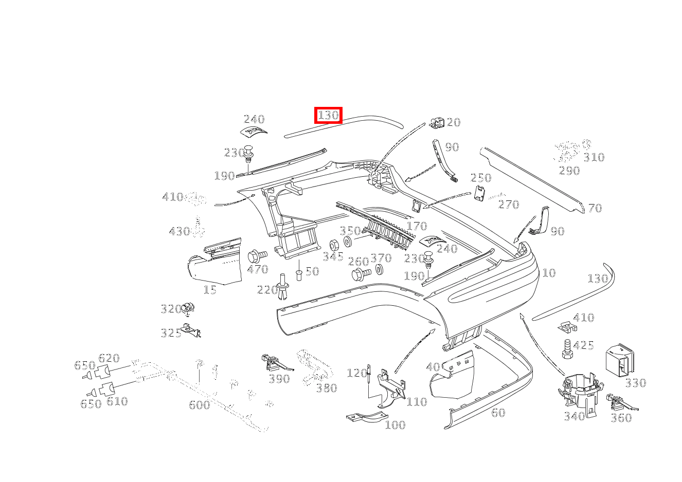 Kotschutz CHROMBLENDE, LINKS E 270 FG CDI Fahrgestell lang 211