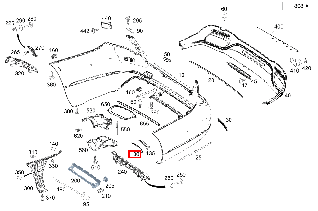 RADLAUFABDECKUNG Hinten oben rechts Mercedes-Maybach S 650 222 RADLAUFABDECKUNG Hinten oben rechts Mercedes-Maybach S 650 222