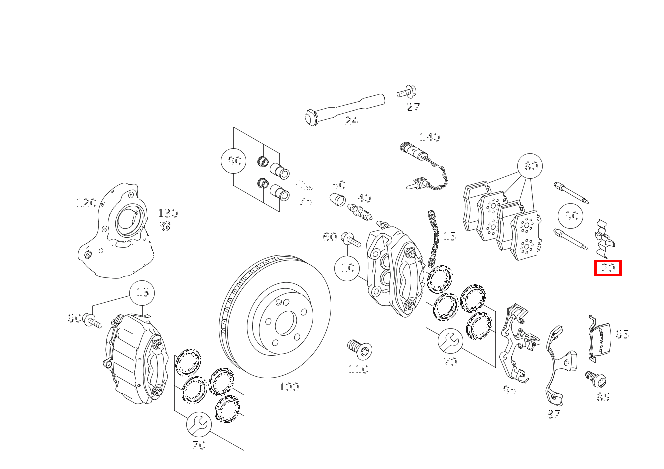 Spreizfeder BREMSSATTEL, VORDERACHSE S 550 Limousine lang BCA 221 Spreizfeder BREMSSATTEL, VORDERACHSE S 550 Limousine lang BCA 221