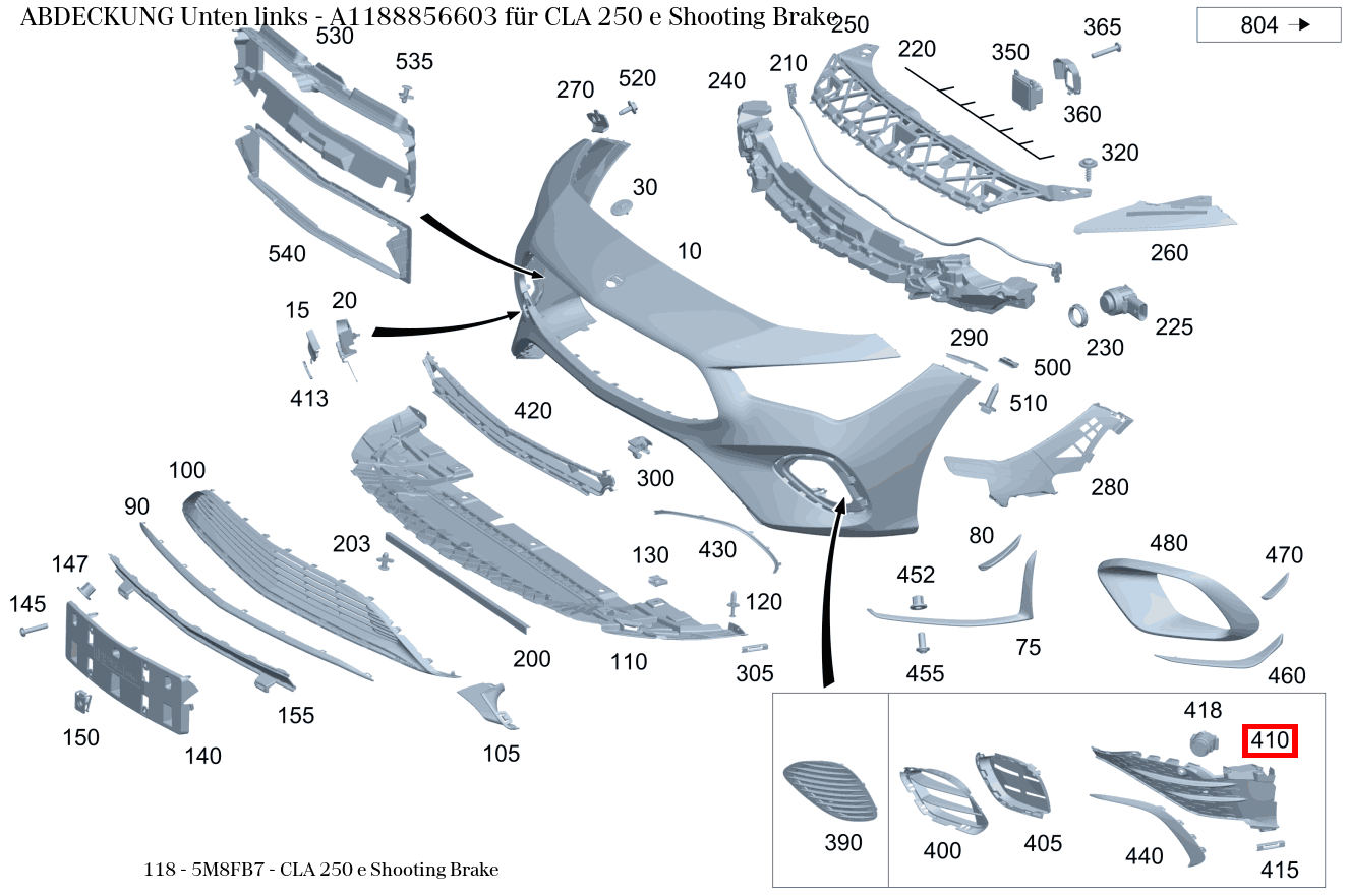 Abdeckung Unten links CLA 250 e Shooting Brake 118