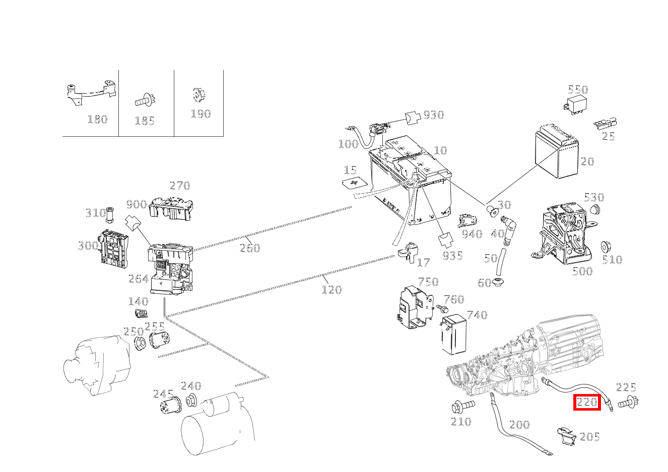 Masseleitung VOM GETRIEBE ZUR KAROSSERIE GLK 220 CDI 4MATIC 253