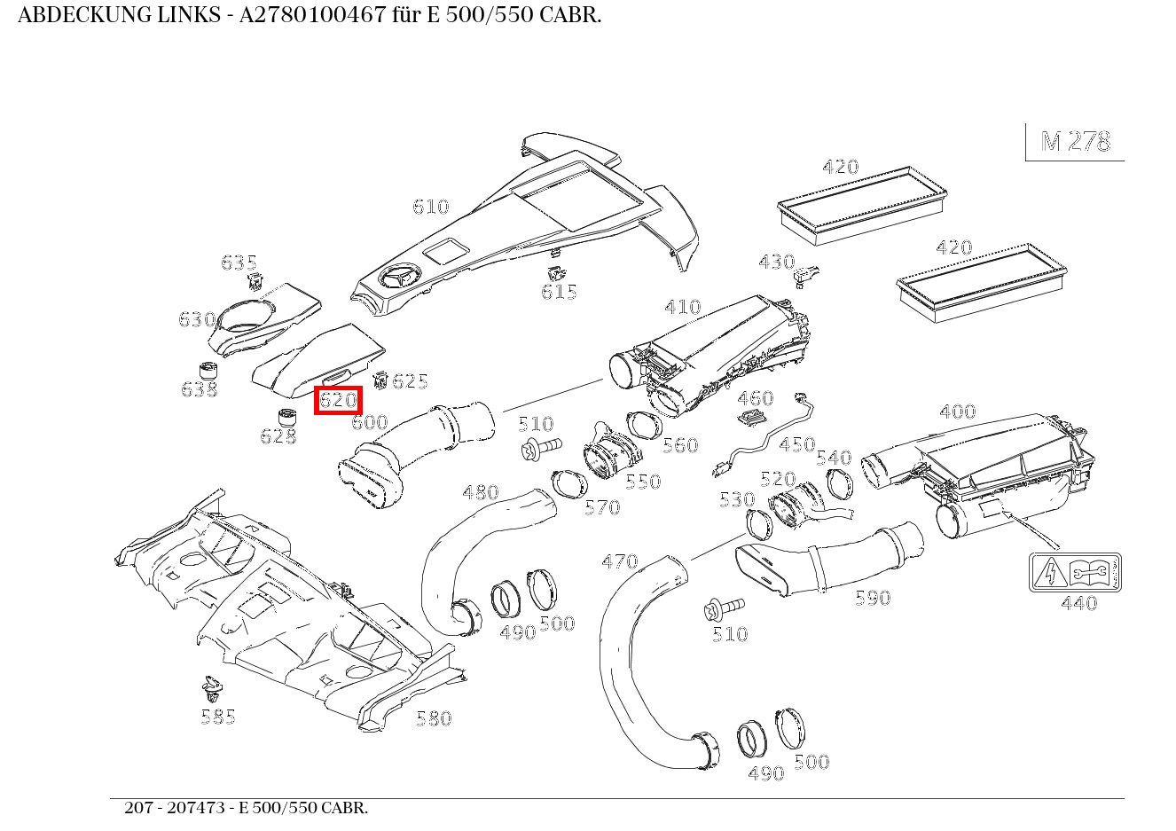 Abdeckung LINKS E 500/550 CABR. 207