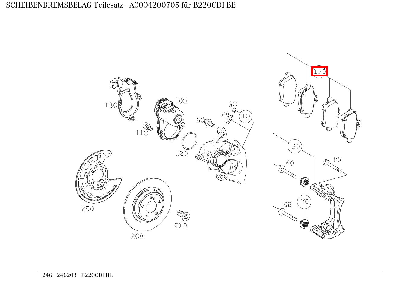 Scheibenbremsbelag Teilesatz B220CDI BE 246