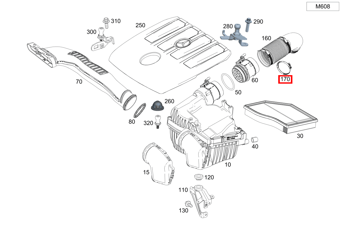 Schlauchschelle Befestigung Luftleitung; 60-80 MM A 180 d Limousine BCA 177