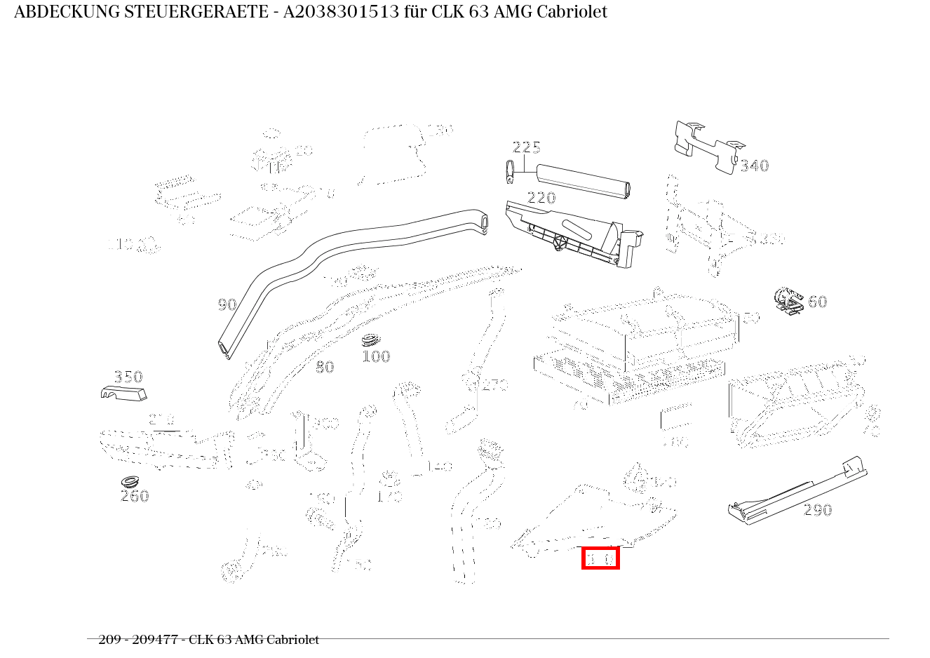 Abdeckung STEUERGERAETE CLK 63 AMG Cabriolet 209