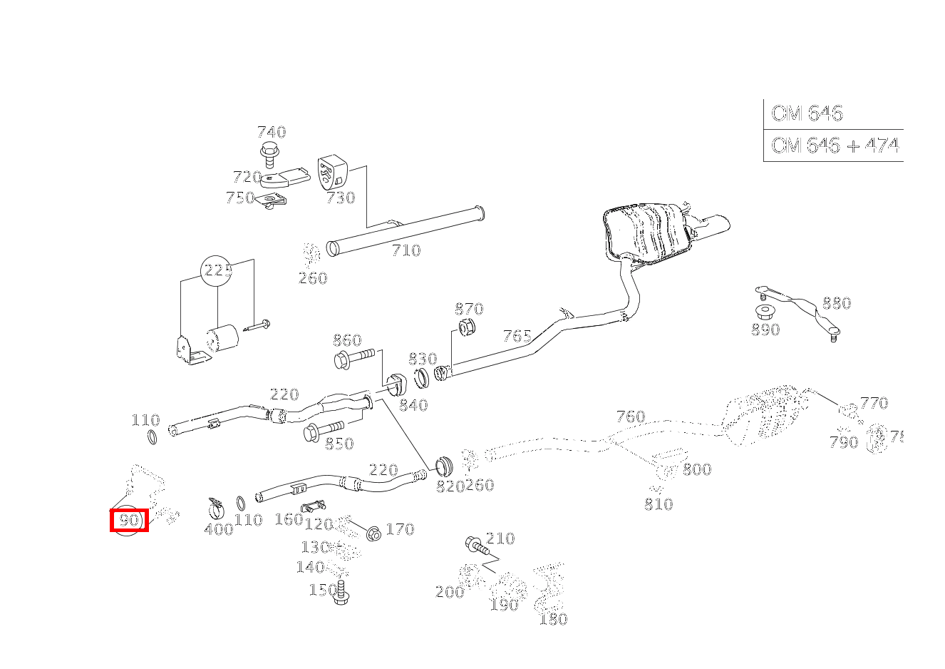 Feder Katalysator an Auspuffrohr E 220 CDI T-Modell 212