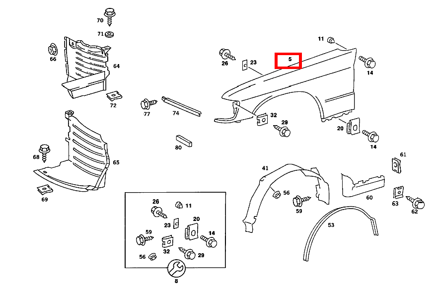 Kotflügel Vorne LINKS 190 D 2.5 Turbo 201 Kotflügel Vorne LINKS 190 D 2.5 Turbo 201