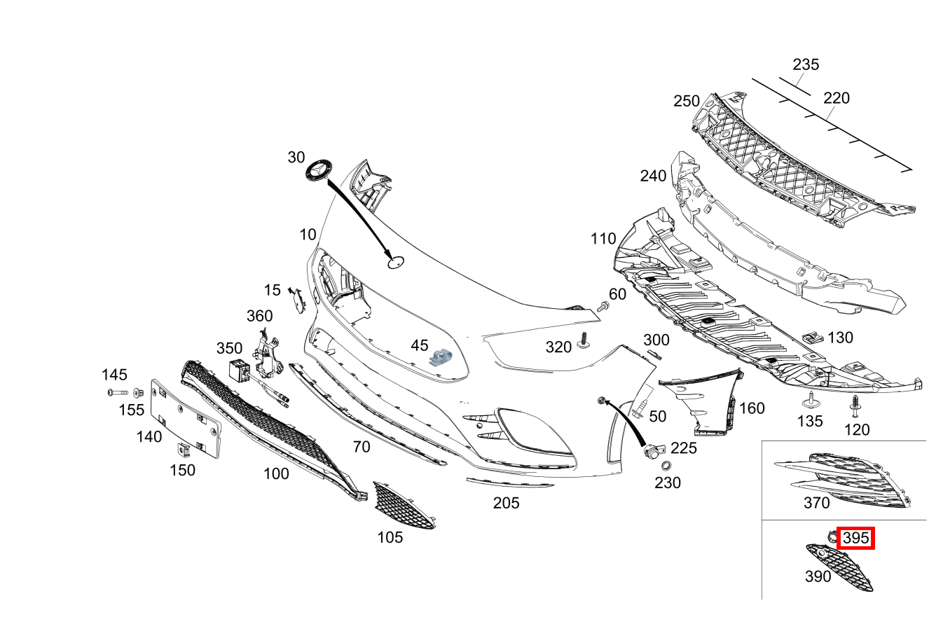 Aufnahme ABSTANDSSENSOR PARKTRONIC VORNE RECHTS B 180 253 Aufnahme ABSTANDSSENSOR PARKTRONIC VORNE RECHTS B 180 253