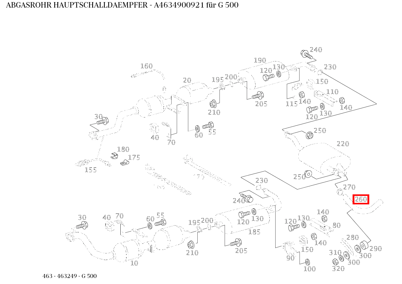 Abgasrohr HAUPTSCHALLDAEMPFER G 500 463
