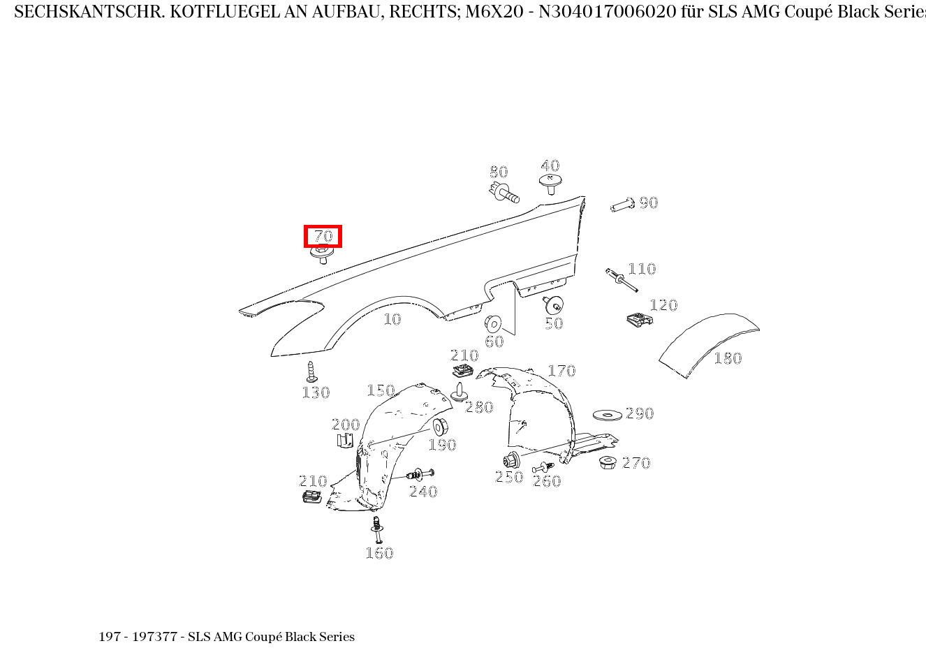Sechskantschraube KOTFLUEGEL AN AUFBAU, RECHTS; M6X20 SLS AMG Coupé Black Series 197