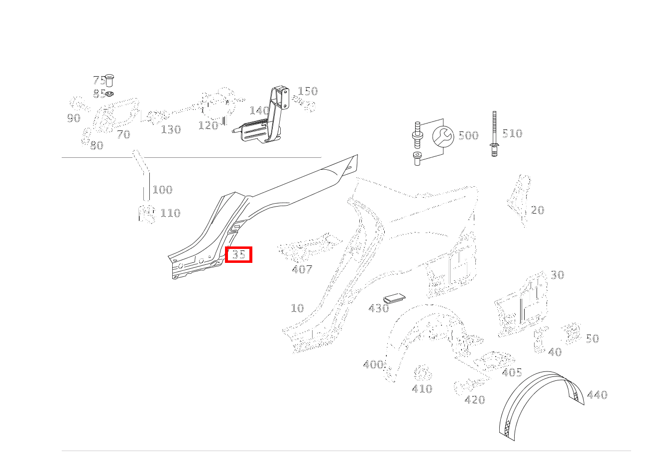 Beplankung BEPLANKUNG LINKS HINTEN, REPARATURBLECH C 280 4MATIC Limousine 203 Beplankung BEPLANKUNG LINKS HINTEN, REPARATURBLECH C 280 4MATIC Limousine 203