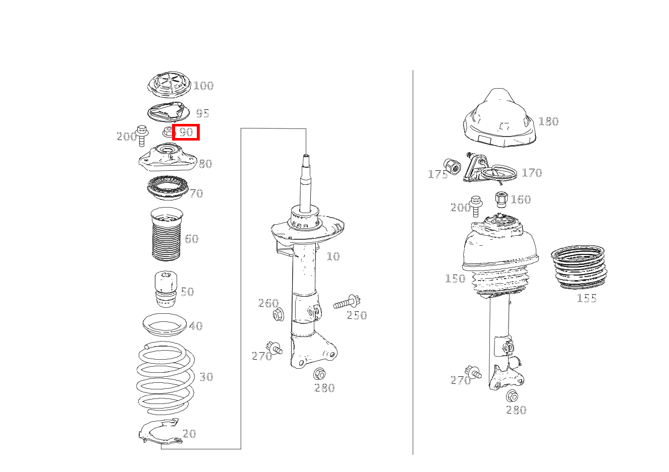 Mutter STOSSDAEMPFER AN LAGERBOCK OBEN; M14X1.5 Mercedes-AMG E 63 4MATIC T-Modell 212