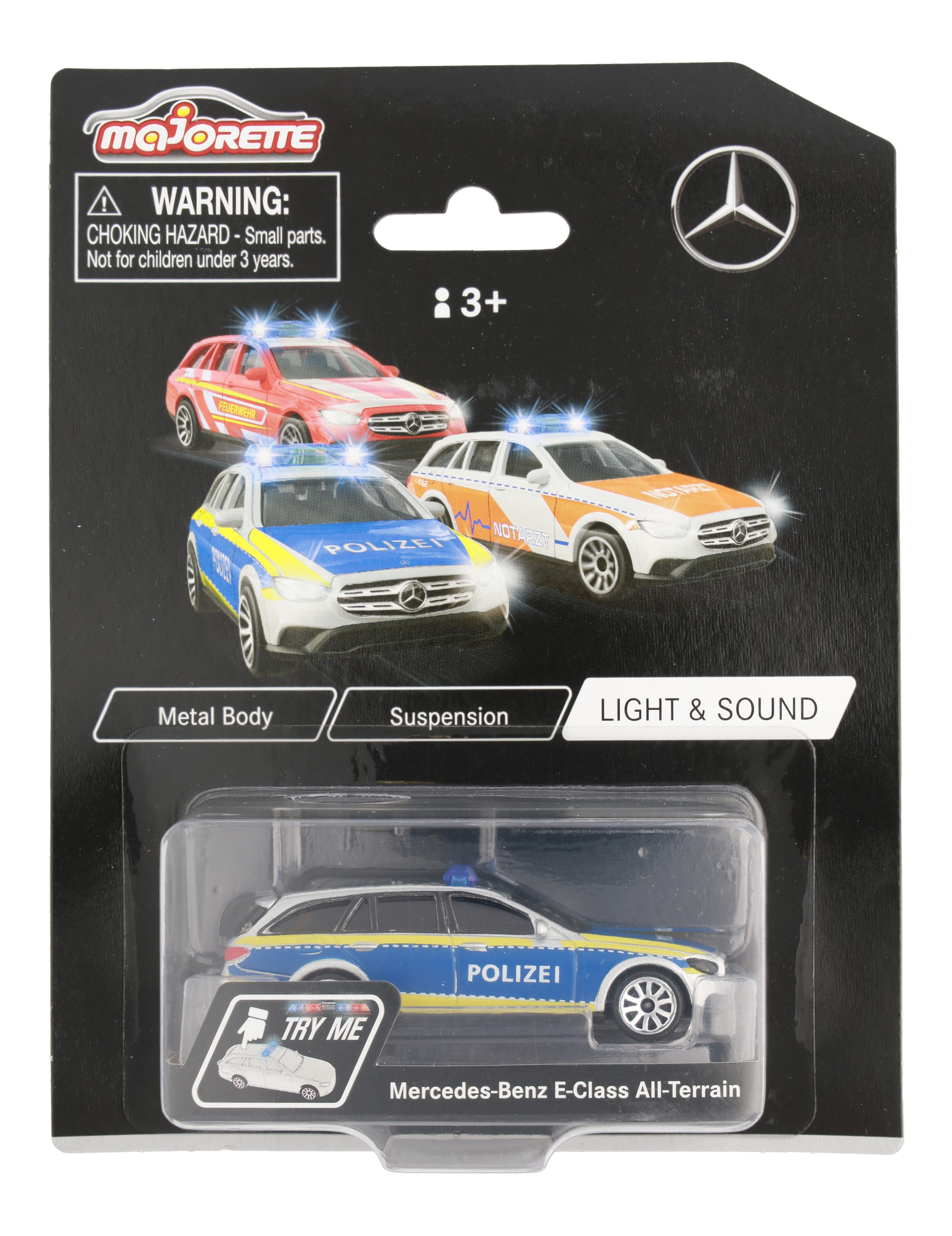 E-Klasse, T-Modell All-Terrain, S213, Polizei silberfarben, Majorette, 7,62 cm (3 Zoll)