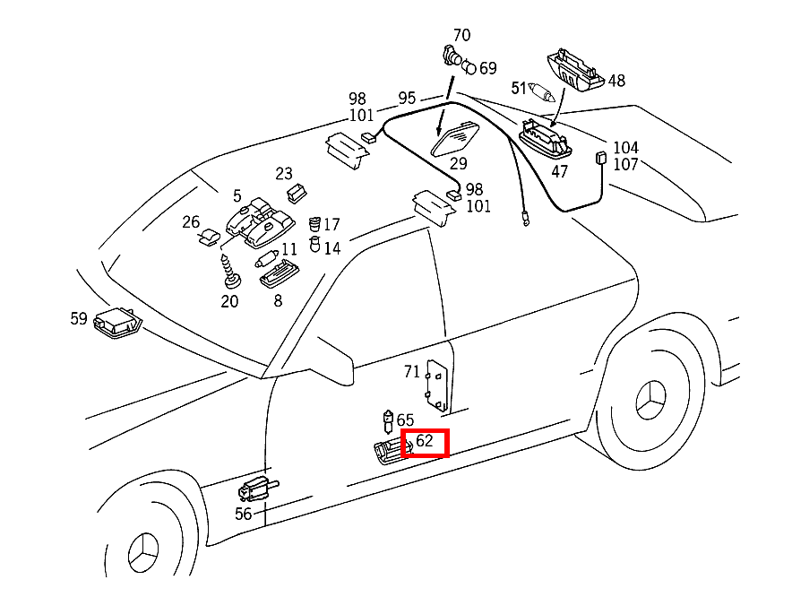 Innenleuchte (AUSSTIEGSLEUCHTEN) FAHRER- UND FONDTUER S 350 Turbodiesel 140