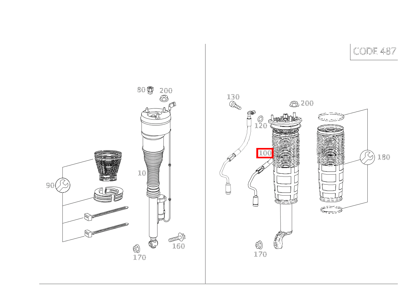 Federbein Rechts S 560 Limousine lang BCA 222