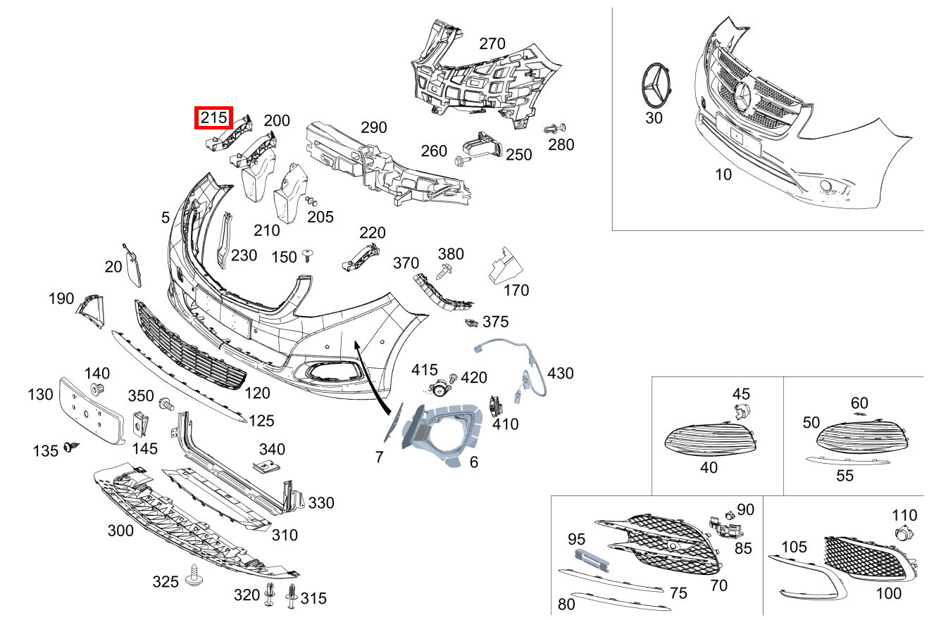 Strebe Stoßfänger vorn rechts Vito 116 CDI Kasten Lang 245