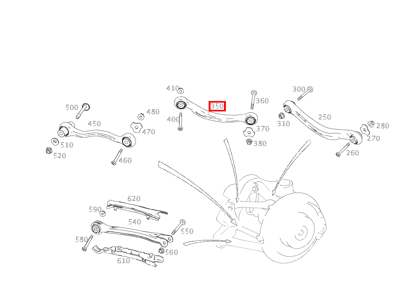 Zugstrebe RECHTS GLK 350 4MATIC 204