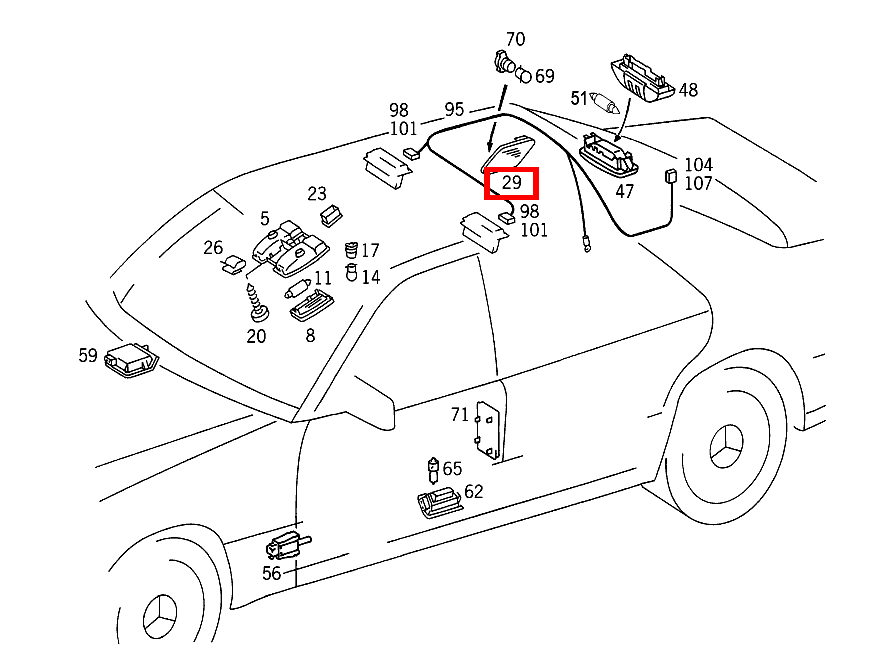 Innenleuchte (LESELEUCHTE) FOND LINKS S 350 Turbodiesel 140