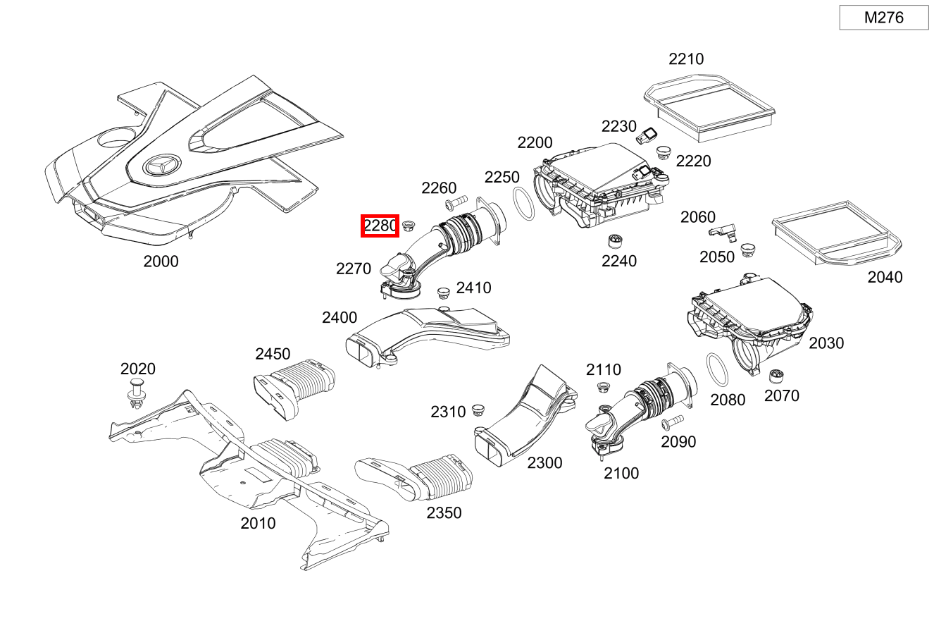 Elastomerlager In Reinluftleitung M 166, SLK / SLC 172, C 205 und 