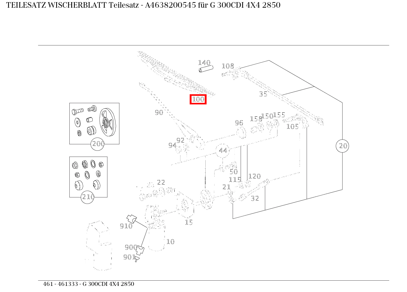 Teilesatz Wischerblatt Teilesatz G 300CDI 4X4 2850 461 Teilesatz Wischerblatt Teilesatz G 300CDI 4X4 2850 461