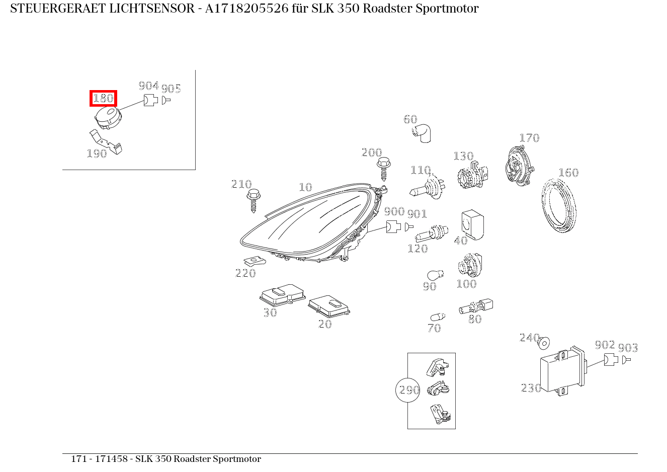 STEUERGERAET LICHTSENSOR SLK 350 Roadster Sportmotor 171