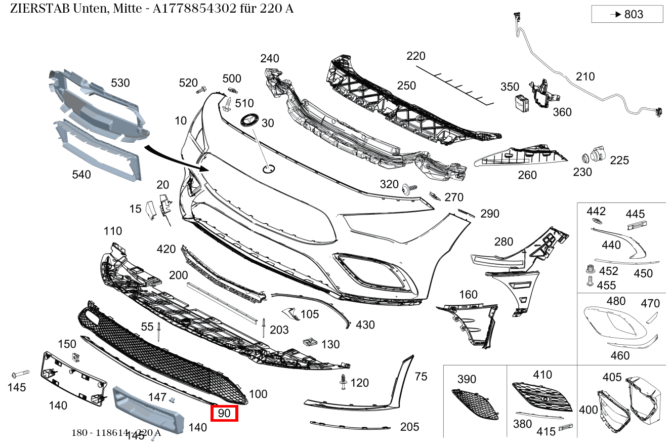 Zierstab Unten, Mitte 220 A 180 Zierstab Unten, Mitte 220 A 180