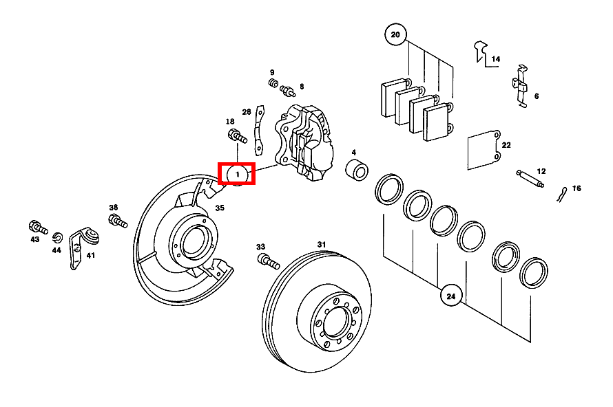 Bremssattel LINKS;TEVES,PAARWEISE WAHLWEISE MIT 116 420 02 83 450 SEL 6.9 116