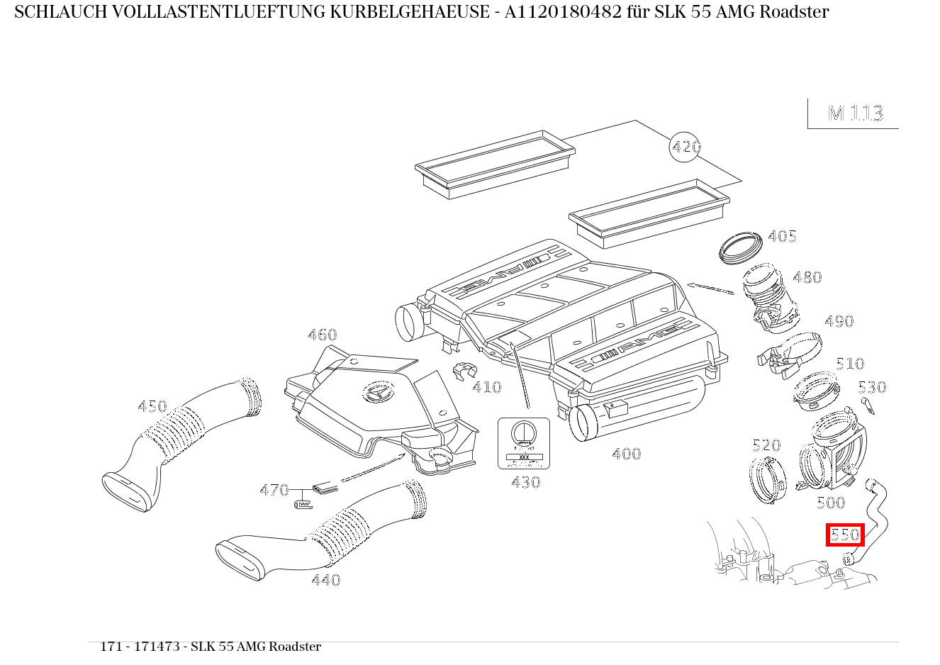 Schlauch VOLLLASTENTLUEFTUNG KURBELGEHAEUSE SLK 55 AMG Roadster 171 Schlauch VOLLLASTENTLUEFTUNG KURBELGEHAEUSE SLK 55 AMG Roadster 171