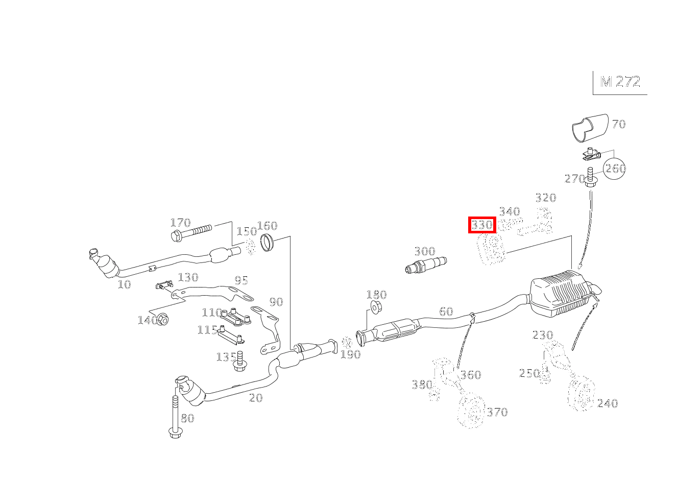 Aufhängering AUFHAENGUNG NACHSCHALLDAEMPFER RECHTS CLC 350 Sportcoupé 203