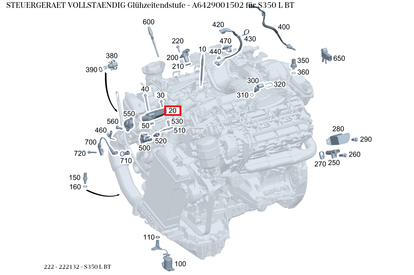 Steuergerät vollständig Glühzeitendstufe S350 L BT 222 Steuergerät vollständig Glühzeitendstufe S350 L BT 222