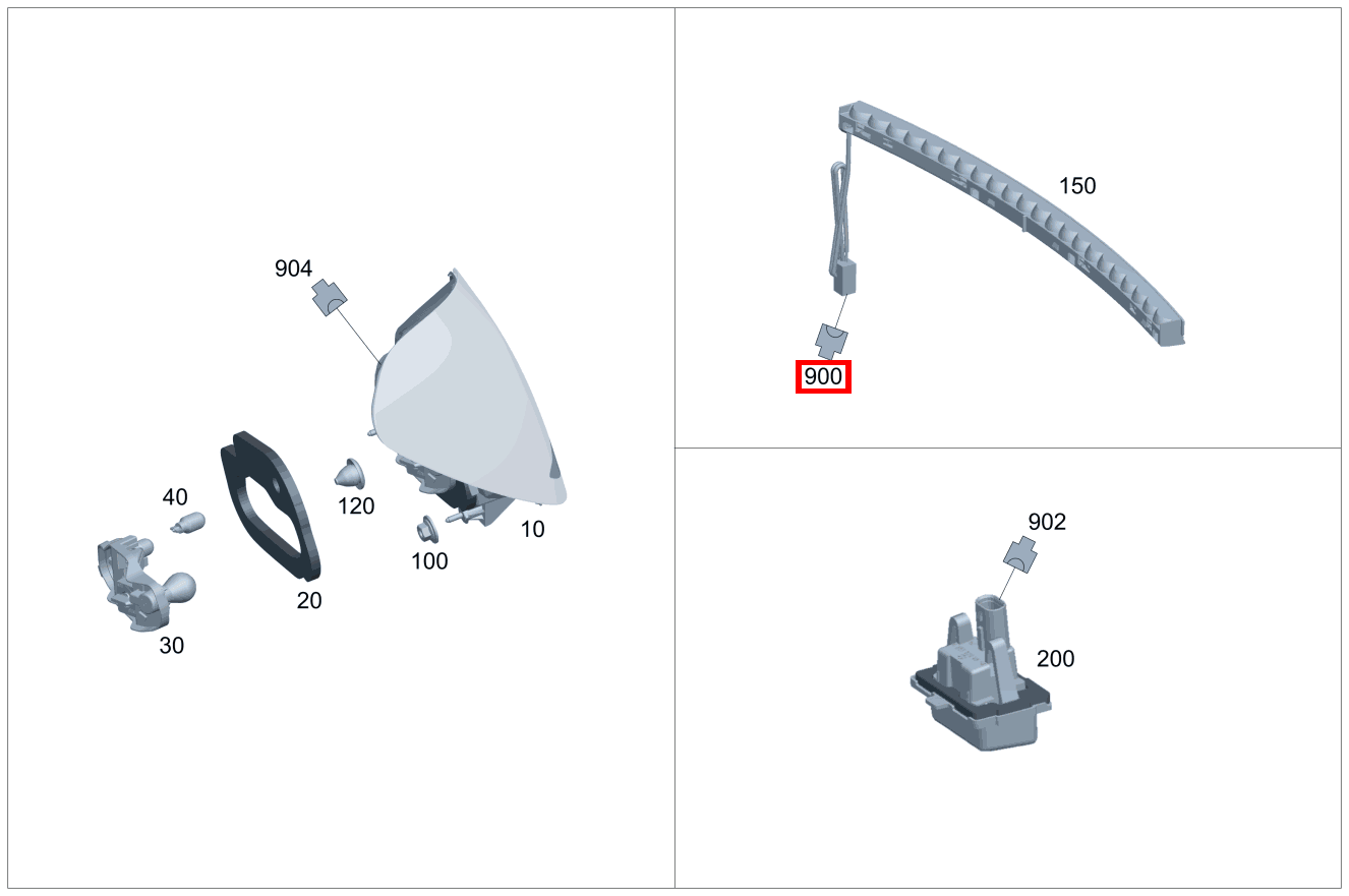 Stecker 3. Bremslicht E21; 2-PIN MQS SL 230, CLA 117, GLA 156 und  